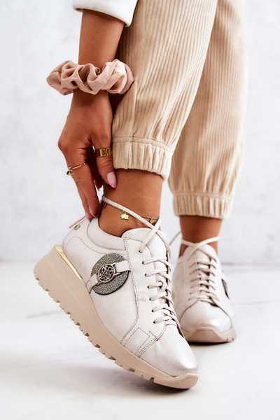 Maciejka kožené športové topánky 05492-04 béžová