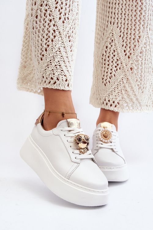 Dámske kožené tenisky CheBello 4411 Biele