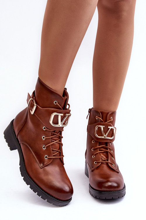 Ženské izolované topánky zlatá pracka hnedá pracka vera