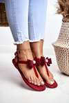Červené dámske gumové sandále flip -flops bows etta