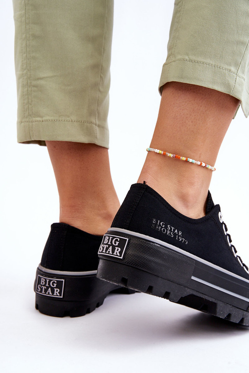Látkové tenisky na platformě Big Star LL274149 Černe