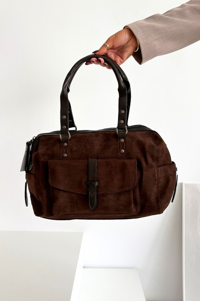 Kabelka Z Eko Sametu Čokoládová Gressa