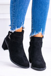 Dámske čierne topánky na stĺpiku s Buckle Suede Evoret