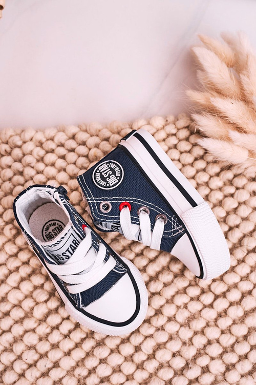 Detské vysoké tenisky s veľkou hviezdou HH374085 Navy Blue Slider
