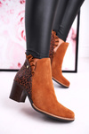 Dámské Kotníkové Boty na Podpatku Kožené Maciejka Camel 04833-43