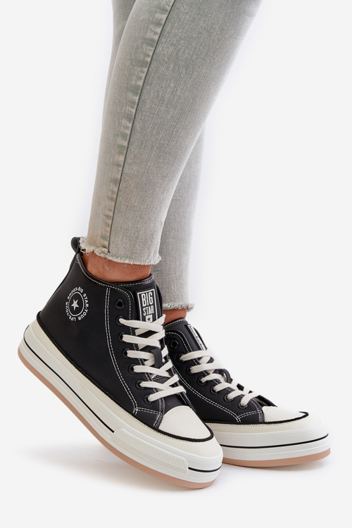 Zateplené Dámske Tenisky Na Platforme Eko Koža Big Star OO274062 Čierne