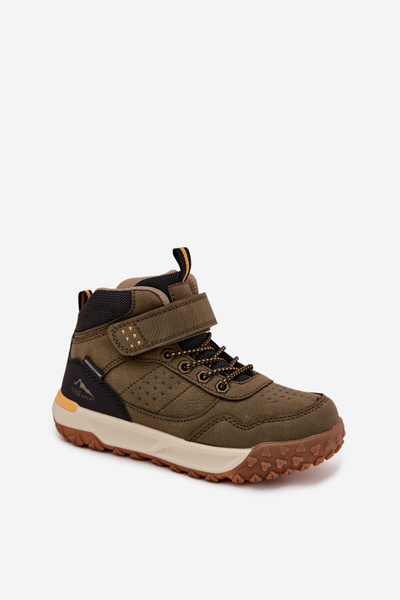 Detské turistické topánky na suchý zips tmavozelené Pavisse