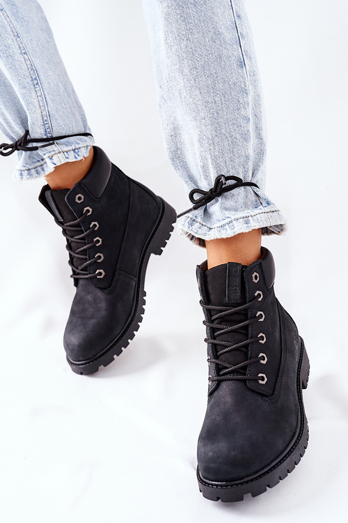 Dámské Kožené Turistické Boty Big Star II274446 Černé