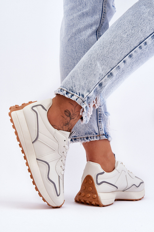 Dámska kožená športová topánka béžová fao