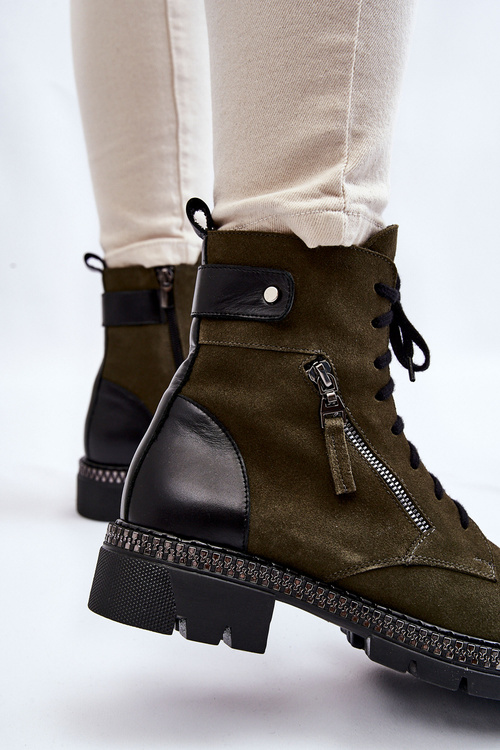 Semišové zateplené boty Laura Messi 2508 Zelená