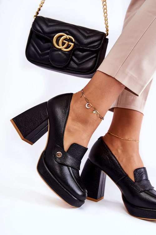 Kožené lodičky Lewski Shoes 3195/2 Černe