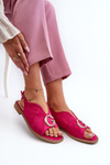 Elegantní dámské sandály s ozdobou z ekosuede S.Barski KV27-058 Fuksie