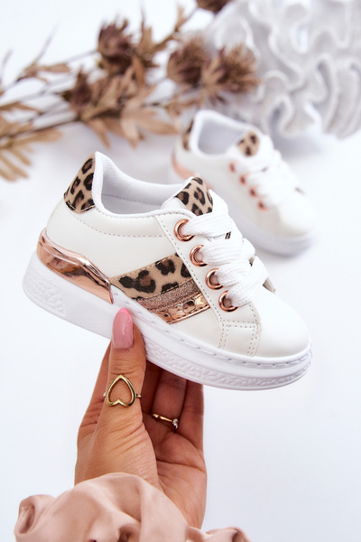 Kožené športové topánky leopard biele trixie