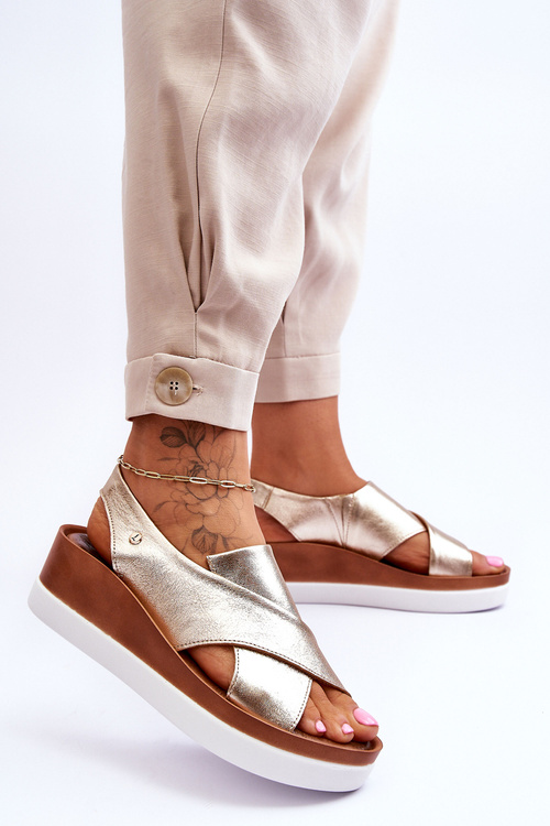 Morganské kožené sandále na zlatom klini