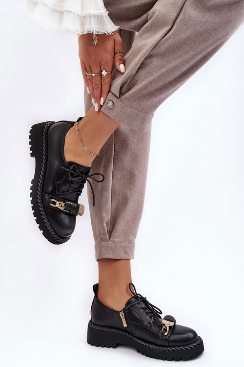 Dámske kožené topánky D&A MR870-80 Čierna