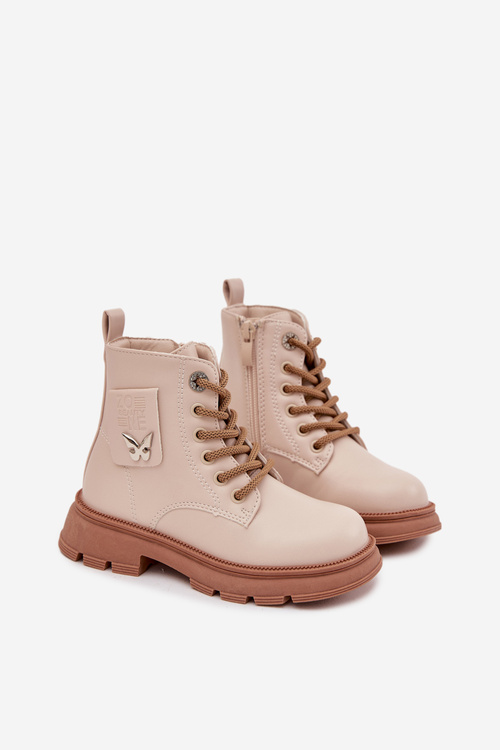 Zateplené Dětské Kotníkové Boty Na Zip Béžové Alverina