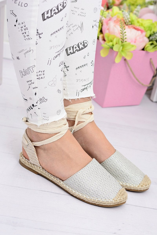 Dámske bielizeň baleríny zviazané strieborné espadrilles more