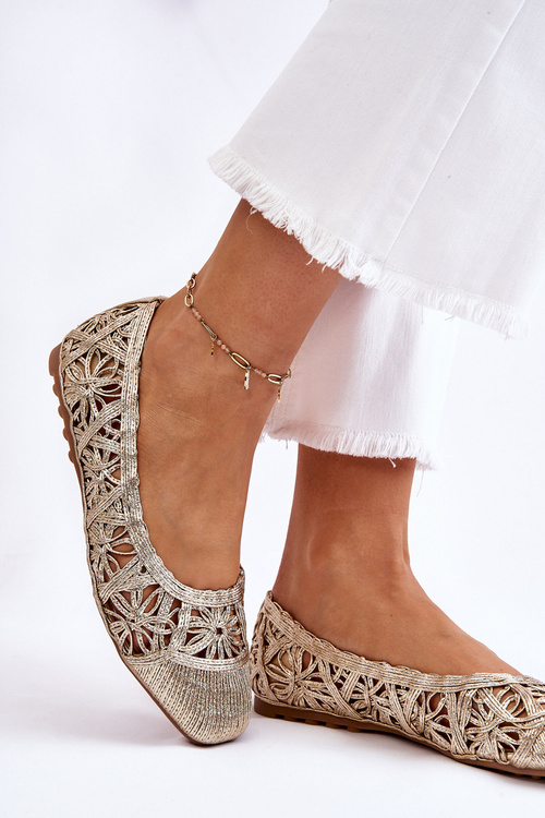 Prolamované módní baleríny zlaté Thiago