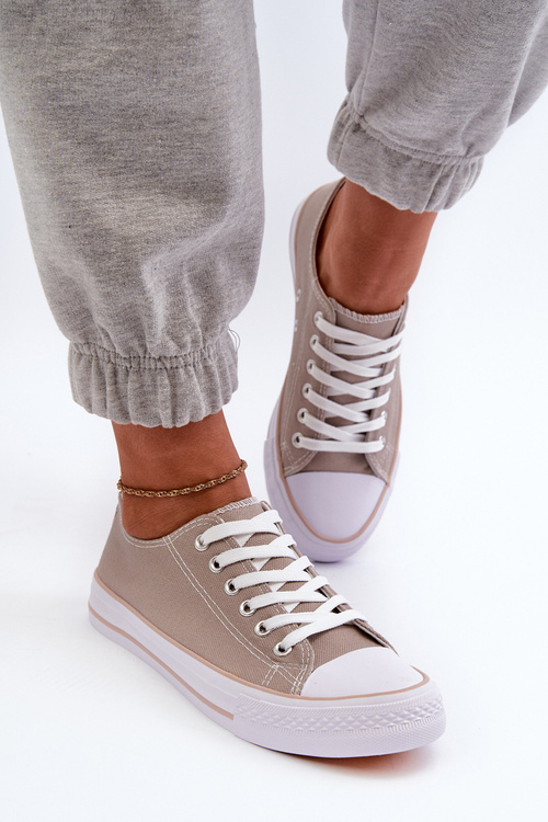 Dámske textilné klasické nízke tenisky tmavobežové Lennabella