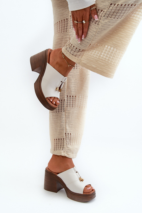 Dámske sandále Z Eko kože Na platforme A podpätku Biele Dafira