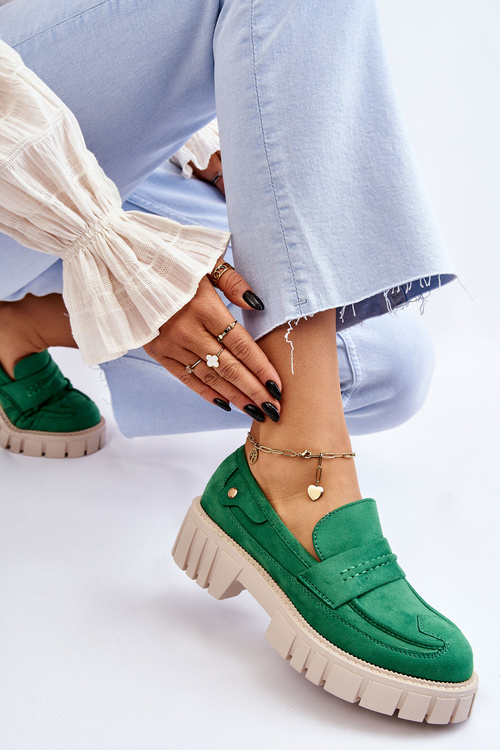 Dámské semišové nazouvací boty Světle Zelene Fiorell