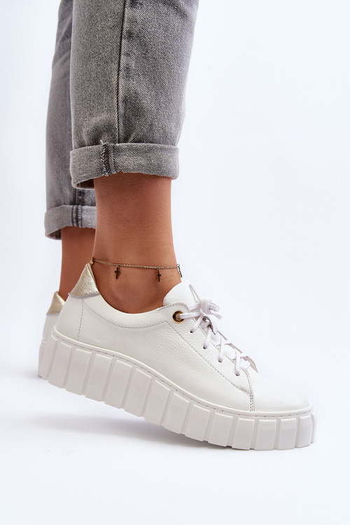 Dámská kožená polobotka na tlusté podrážce Zazoo 2919 bílé