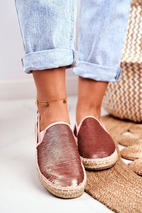 Ženské espadrilles pletené ružové podrážky veľké hviezdy DD274A163