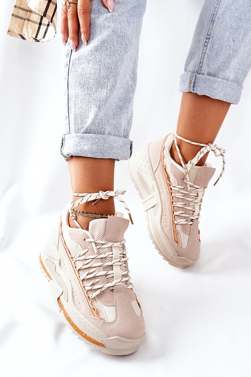 Dámská Sportovní Obuv Sneakersy Béžové Aland