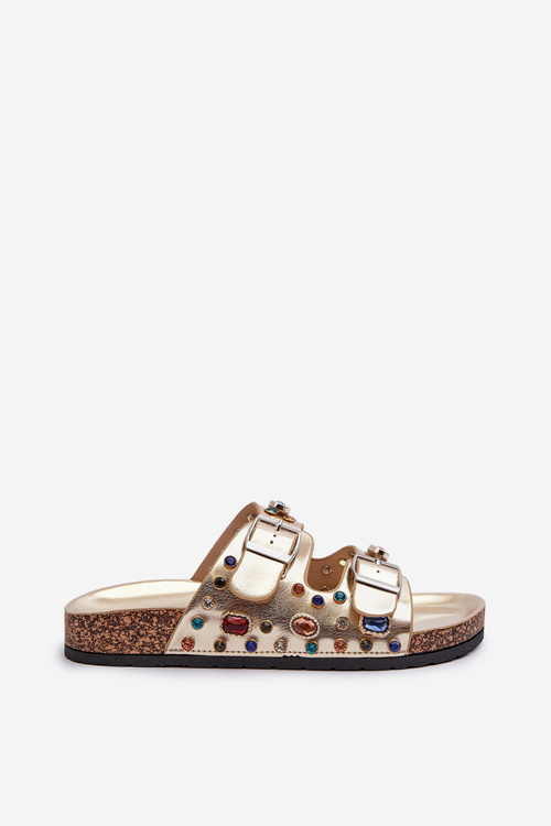 Dekorované Dámské Žabky S Sponami S.Barski MY121 Zlaté