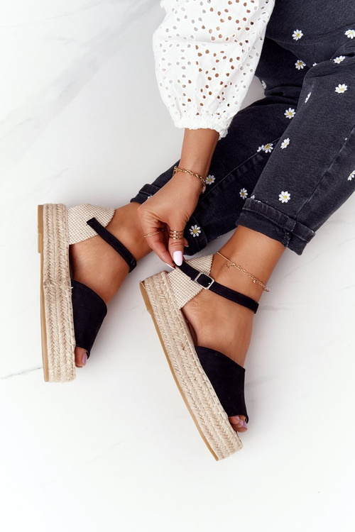 Sandále na plošine s Black Megara Braid