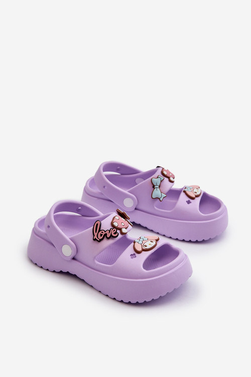 Ľahké detské peny papuče s fialovými ozdobami Ifrana