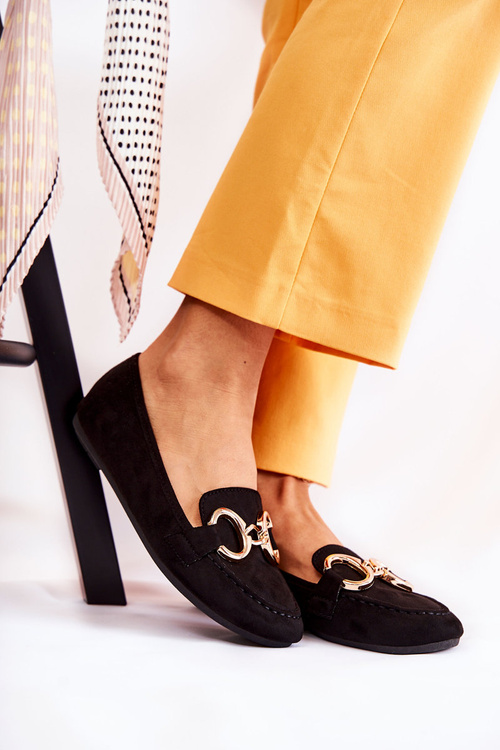 Dámské semišové mokasíny s zdobením černe Reality