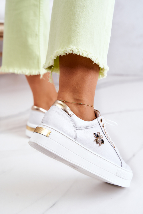 Kožené športové topánky na bielej platforme Bellisia