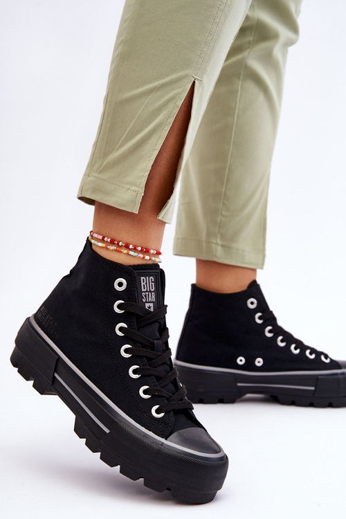 Vysoký Látkové tenisky na platformě Big Star LL274155 Černe