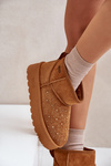 Snehové topánky so zdobením na platforme Big Star OO274A104 Camel