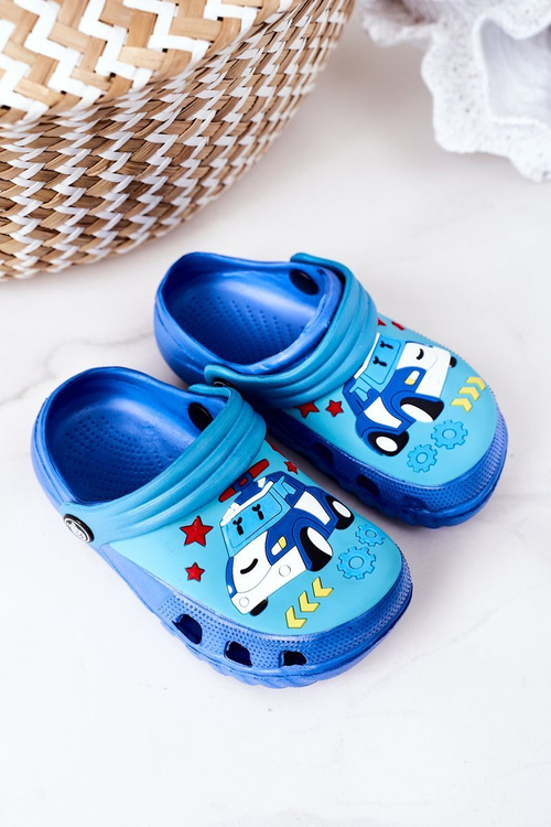 Detské penové žabky s modrým autom