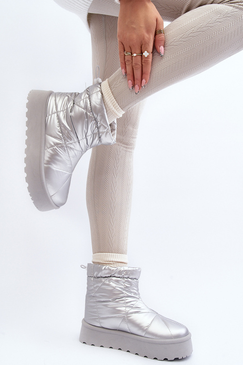 Dámske snehule na masívnej platforme strieborné Fionia