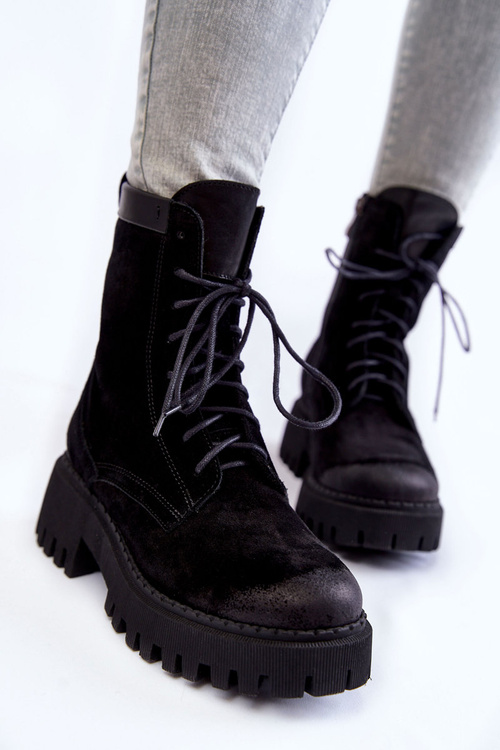 Klasické semišové teplé boty Černé Caima