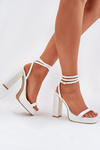Dámske Sandále Na Opätku S Pásikom Biele Fevenne