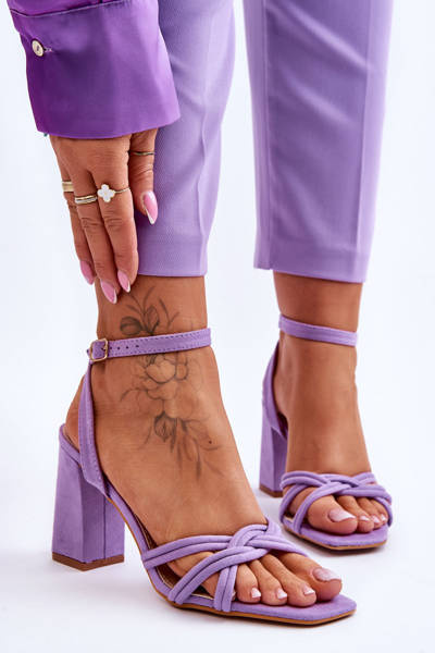 Klasické semišové sandály na podpatku fialové Bernett
