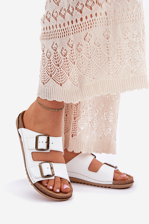 Dámské Kožené Pantofle S Průhledy Inblu AA0002KU Bílé