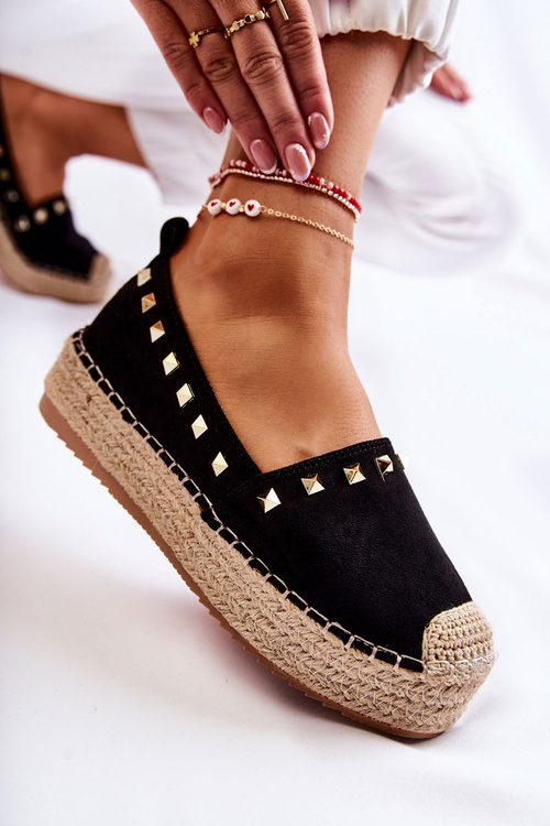 Dámské espadrilky s cvočky černe Laross