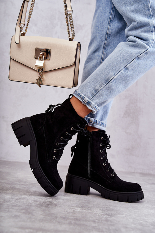 Dámské semišové zateplené kozačky se zipem černá Emilien