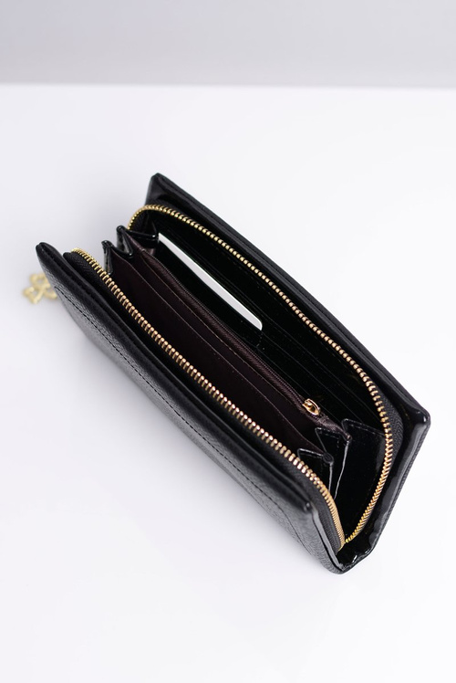 Veľká dámska čierna peňaženka s vreckom