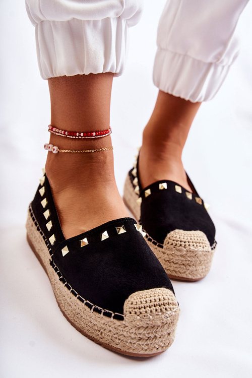 Dámské espadrilky s cvočky černe Laross