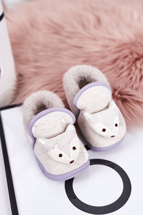 Dětské Pantofle Na Gumičku S Liškou šedé Leo