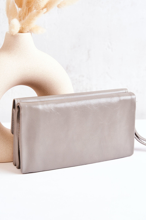 Velká Kožená Peněženka Na Zip Šedá Loreaine