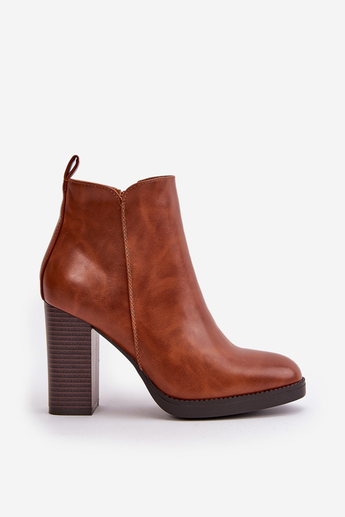 Zateplené Dámské Botky Na Podpatku Z Ekokože Hnědé Teresine