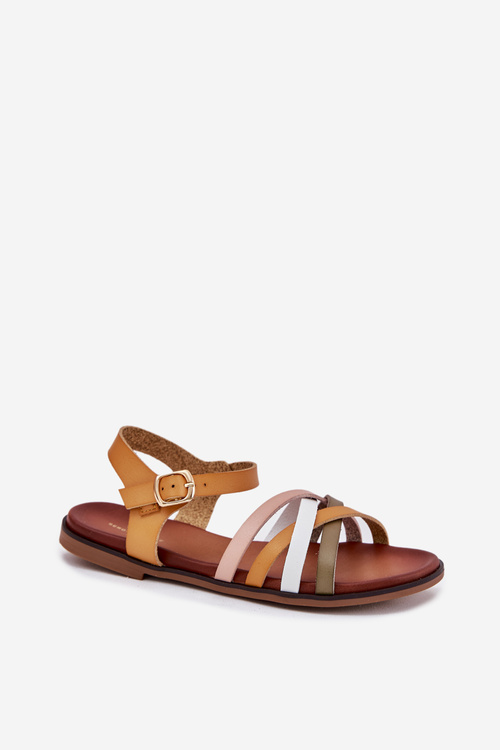 Dámske sandále s preplietajúcimi sa pásikmi SK090H žlté Sergio Leone