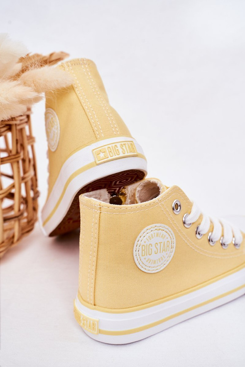 Detské vysoké tenisky s veľkou hviezdou HH374138 Zipper žltý